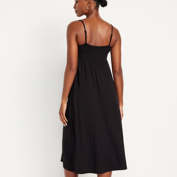 NWT OLD NAVY Fit & Flare Cami Midi Dress Color: Black Jack - Picture 2 of 7